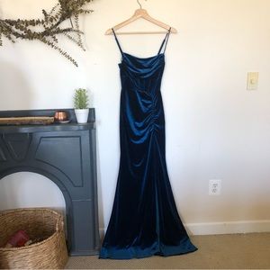 Windsor blue velvet evening dress